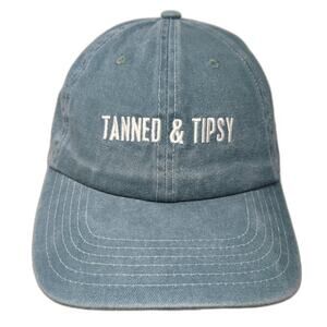 Tanned & Tipsy Slideback Hat Blue One Size Adjustable Embroidered